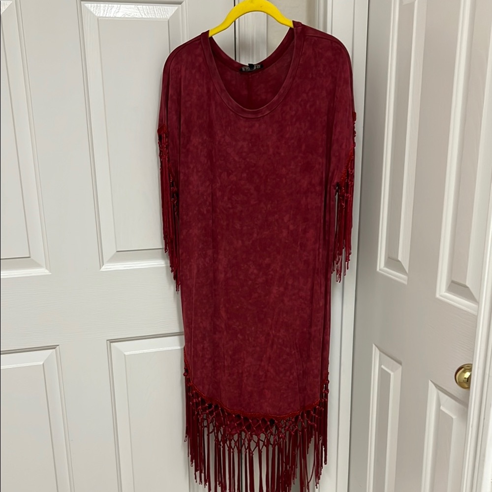 Fringe Burgundy Dress